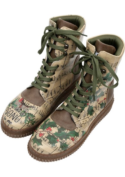 Kadın Vegan Deri Yeşil Uzun Bot - Your Voice is Like A Song To Me Tasarım