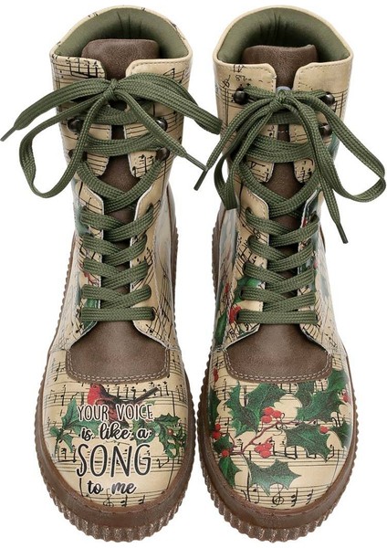 Kadın Vegan Deri Yeşil Uzun Bot - Your Voice is Like A Song To Me Tasarım fiyatları