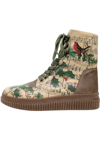 Kadın Vegan Deri Yeşil Uzun Bot - Your Voice is Like A Song To Me Tasarım modelleri