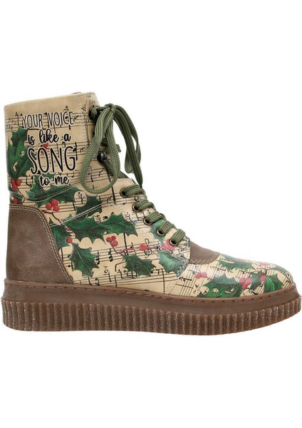 Kadın Vegan Deri Yeşil Uzun Bot - Your Voice is Like A Song To Me Tasarım fırsatları