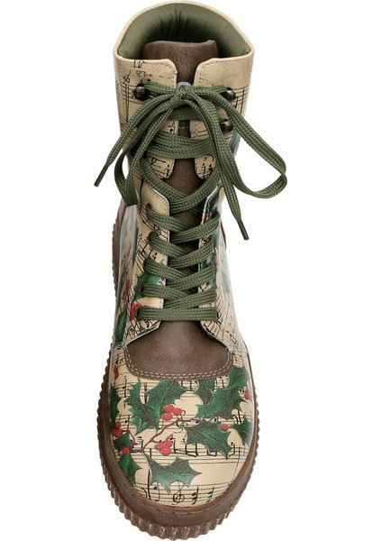 Kadın Vegan Deri Yeşil Uzun Bot - Your Voice is Like A Song To Me Tasarım indirimleri