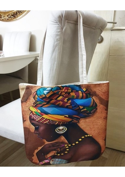 Afrikalı Kadın Baskılı Kumaş Heybe Çanta fiyatları