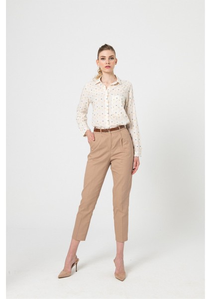 Camel Gabardin Pantolon