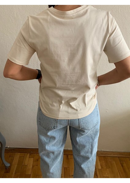 Bej Kadın Baskılı T-Shirt indirimleri