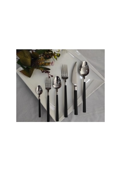 Stayle 42 Parça Siyah Çelik Çatal Kaşık Set