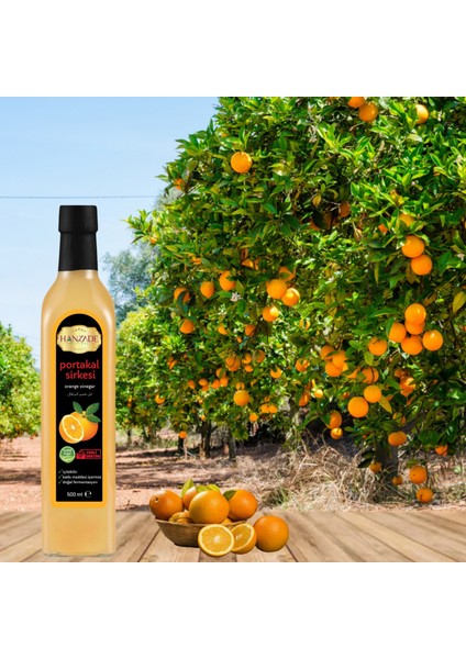 İçilebilir Katkısız Cam Şişe Portakal Sirkesi 500 ml