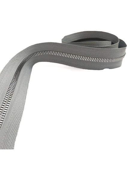 Çanta Fermuarı - Metal Diş - Gri - 1 Adet