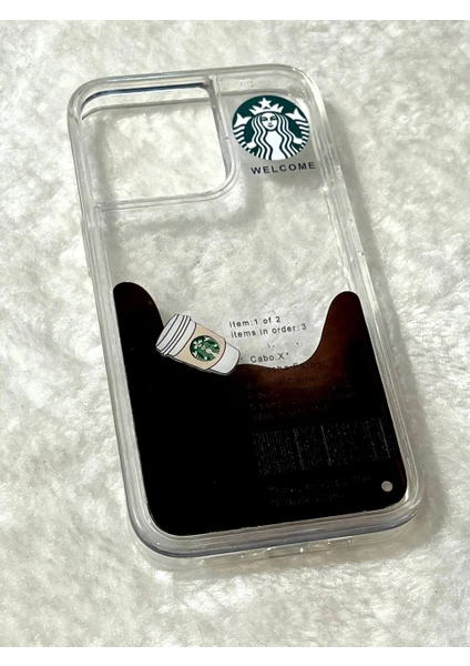 iPhone 12 Uyumlu Starbucks Coffee Sulu Desenli Telefon Kılıfı