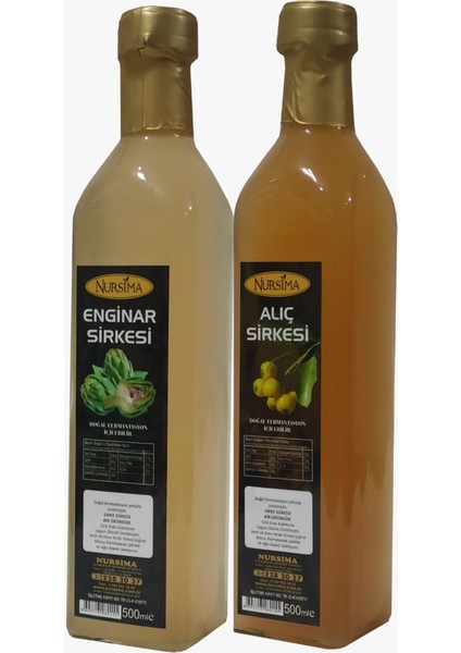Enginar Sirkesi 500 ml + Alıç Sirkesi Cam Ambalaj 500 ml