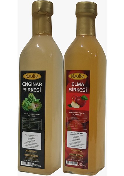 Enginar Sirkesi 500 ml + Elma Sirkesi Cam Ambalaj 500 ml
