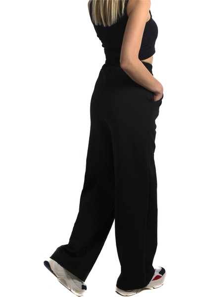 Kadın Siyah Yüksek Bel Bol Kesim Eşofman Altı fiyatları