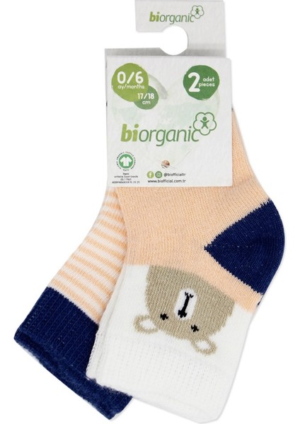 Biorganic Hello Teddy Bear 2'li Kız Çorap 68404 Somon