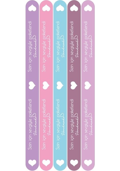 Sticker Kuşe 15 x 1CM 40 Adet Sizin Için Sevgiyle Paketlendi