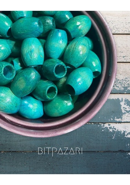 20 mm Oval Ahşap Boncuk - Dekor Boncuğu - Makrome Boncuğu- ( 20 Adet )
