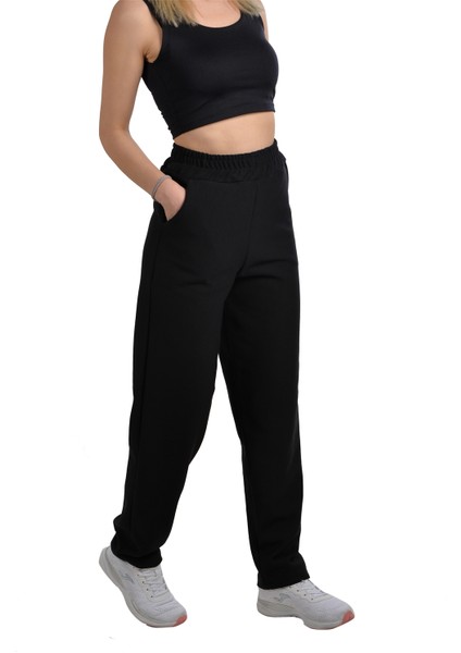 Kadın Siyah Yüksek Bel Basic Eşofman Altı modelleri