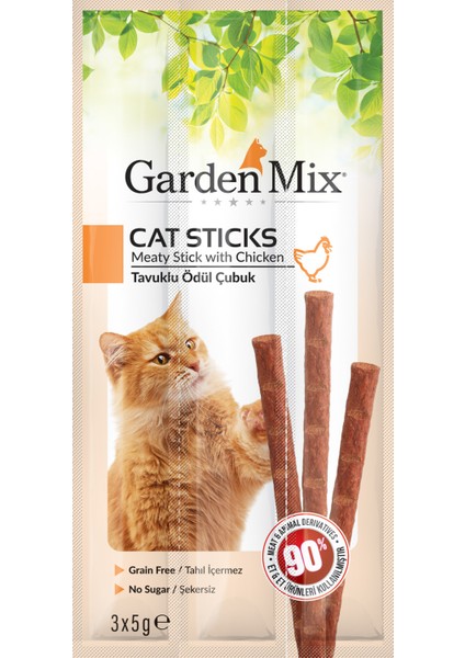 Gardenmix Tavuklu Kedi Stick Ödül 3*5g 50‘li