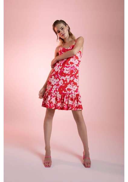 Askılı Floral Desenli Midi Elbise Y9679AZ22HS fiyatları