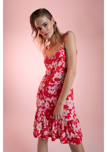 Askılı Floral Desenli Midi Elbise Y9679AZ22HS modelleri