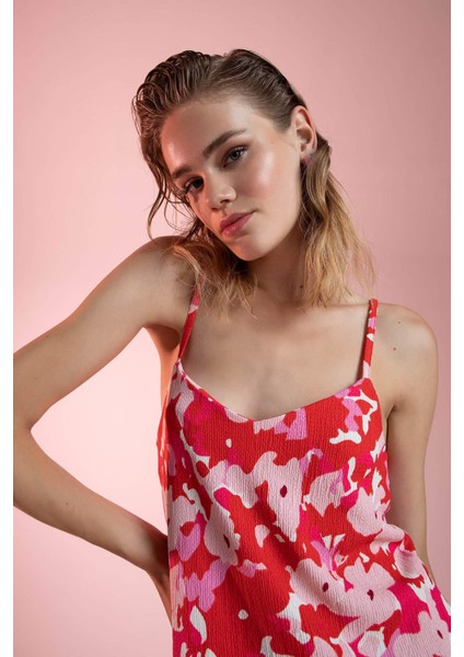 Askılı Floral Desenli Midi Elbise Y9679AZ22HS fırsatları