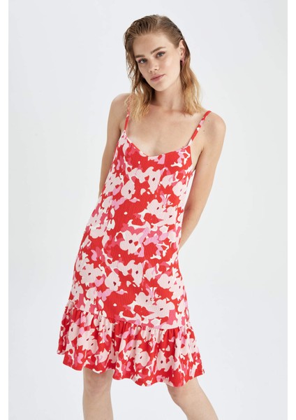 Askılı Floral Desenli Midi Elbise Y9679AZ22HS indirimleri