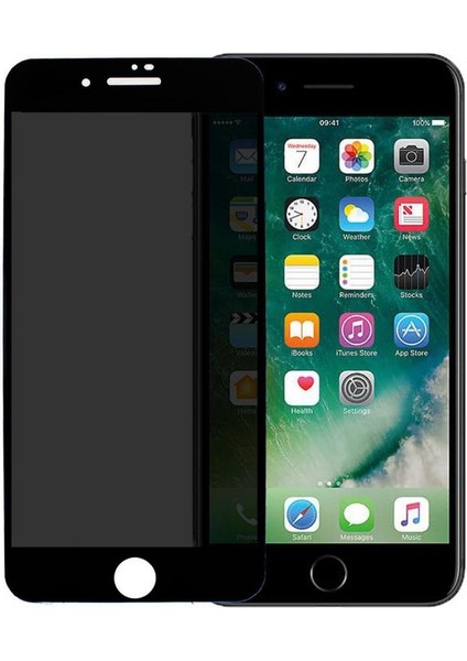 Apple iPhone 8 Plus Hayalet Ekran Koruyucu Tam Kaplayan Privacy Iphone 8 Plus-Siyah