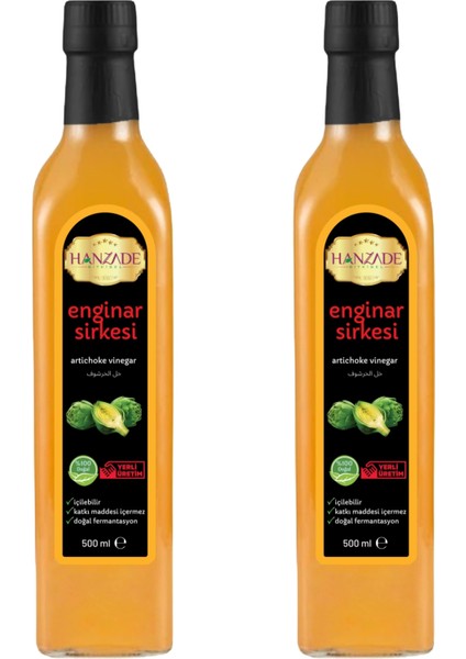 Enginar Sirkesi 500 ml x 2 Adet Doğal Fermantasyon Içilebilir Katkısız Cam Şişe