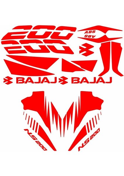 Bajaj Pulsar Ns200 Uyumlu Kırmızı Sticker Set