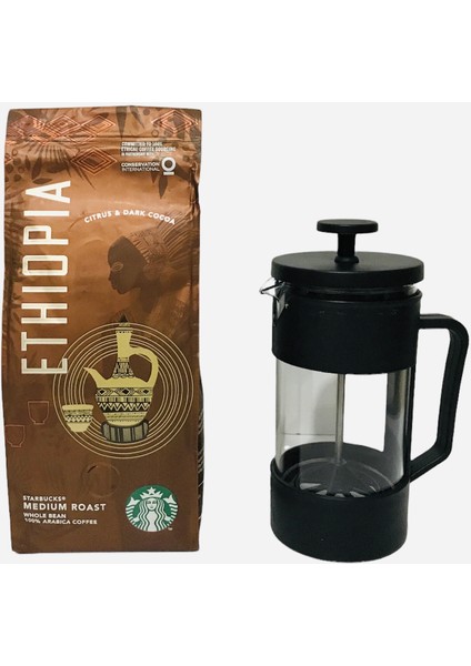 Ethiopia French Press Öğütülmüş 250 G + French Press Demlik 350ML