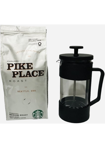 Pike Place French Press Öğütülmüş 250 G + French Press Demlik 350ML