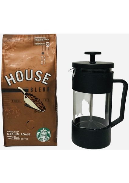 House Blend French Press Öğütülmüş 250 G + French Press Demlik 350ML