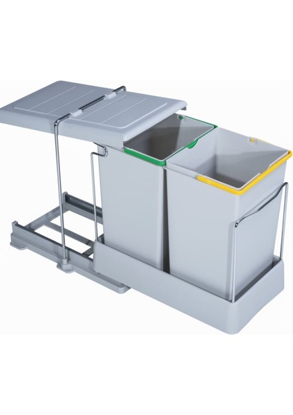 Raylı Çöp Kovası Plastik Taşıyıcılı