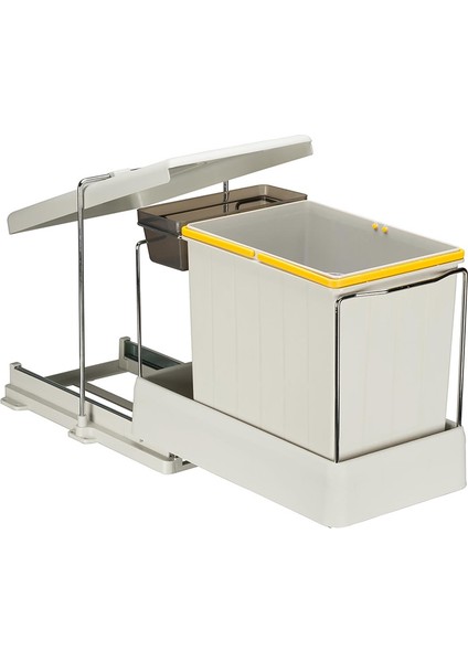 Plastik Taşıyıcılı Raylı Çöp Kovası Açık Gri 16+1
