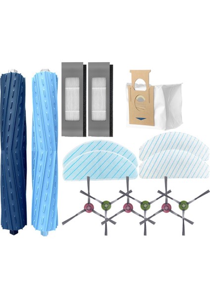 Ecovacs T9AIVI / Aıvı+ Için Temizleyici Aksesuar Hepa Filtre, Kauçuk Rulo Ana Fırça Yan Fırça Paspas Bezi Toz Torbası