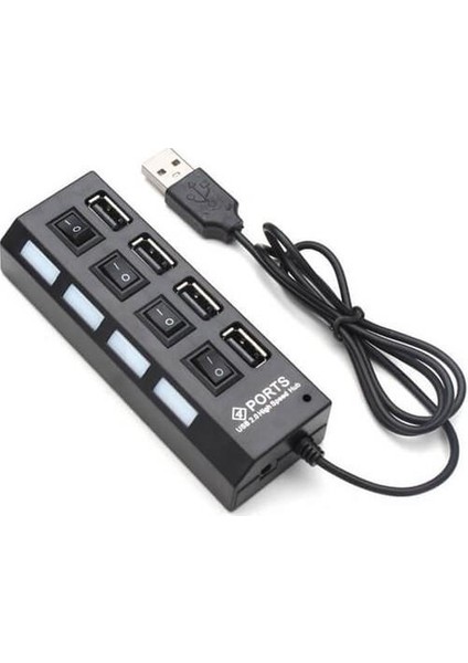 Ports 4 Port USB 2.0 Çoklayıcı Çoğaltıcı Hub Anahtarlı Işıklı On Off