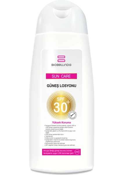 Biobellinda Güneş Losyonu Spf 30+ 200 ml | Koruyucu Güneş Kremi