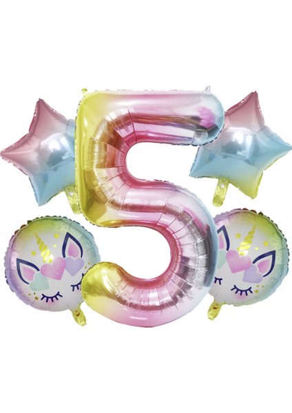 Unicorn 5 Yaş Folyo Balon Set