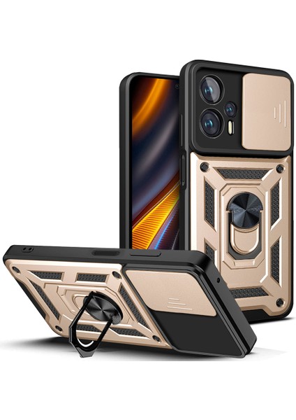 Xiaomi Poco X4 Gt Için Pc + Yumuşak Tpu Halka Standlı Koruyucu Telefon Kılıfı - Altın (Yurt Dışından)