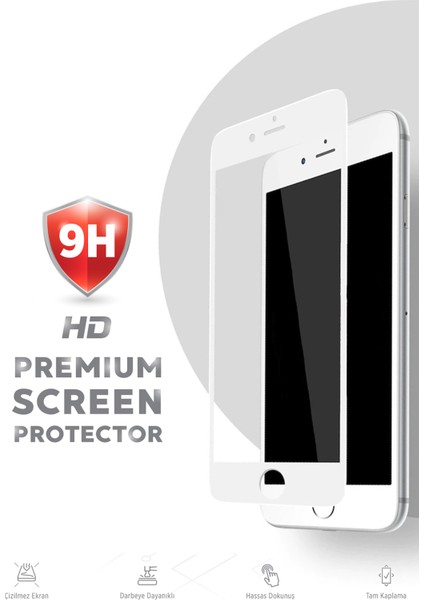 Iphone 6s Plus Ekran Koruyucu Premium Tam Kaplama Beyaz