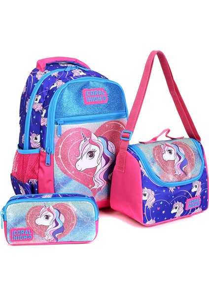 23492 Mor Unicorn Desenli 3'lü Okul Çantası Seti fiyatları
