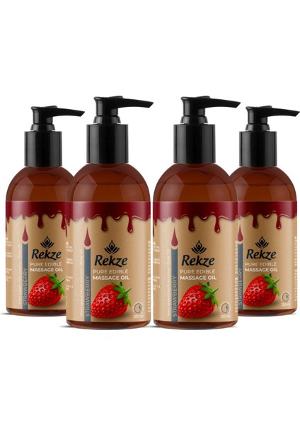 4 Adet Çilek Aromalı Vücut Aromaterapi Yenilir Masaj Yağı 120 Ml