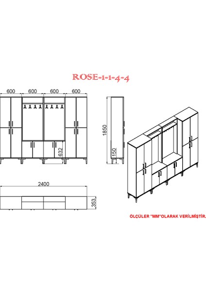 Rose-1-1-4-4 Portmanto Vestiyer Ayakkabılık RS14 indirimleri