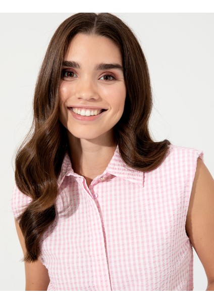 Kadın Lila Crop Top Kolsuz Gömlek 50247445-VR034 fiyatları