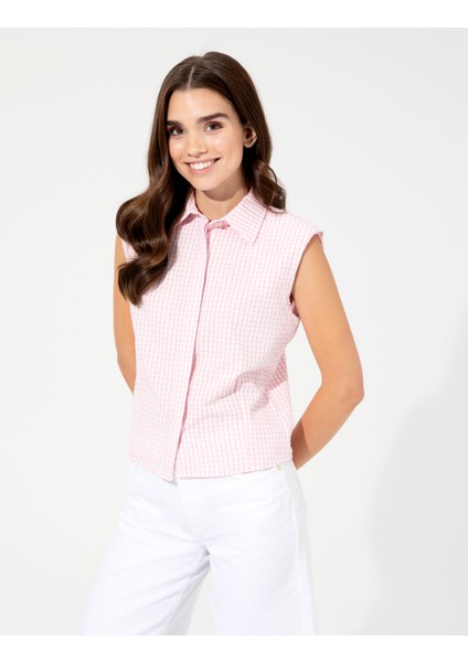 Kadın Lila Crop Top Kolsuz Gömlek 50247445-VR034 fırsatları