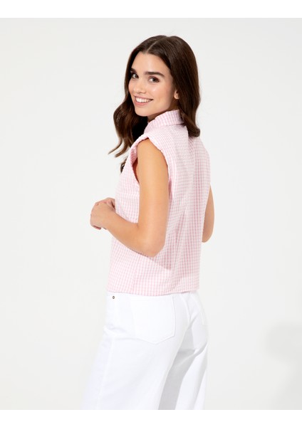 Kadın Lila Crop Top Kolsuz Gömlek 50247445-VR034 indirimleri