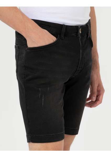 Erkek Antrasit Slim Fit Jean Şort 50251524-VR006