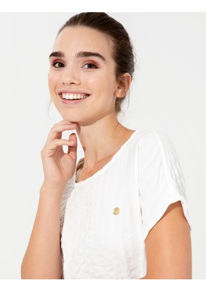 Kadın Beyaz Crop Top Kısa Kollu Bluz 50252493-VR013 fiyatları