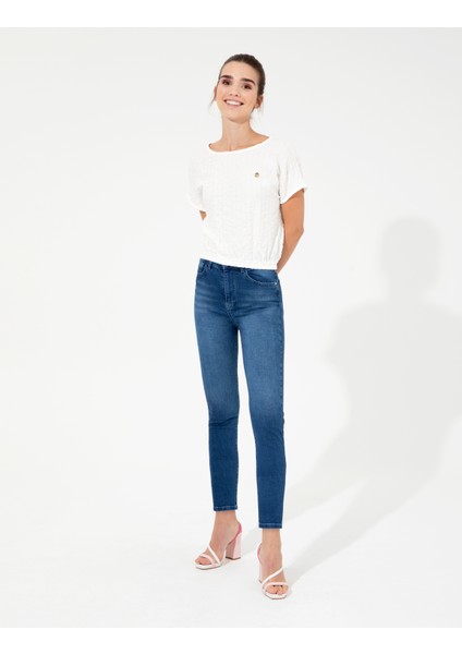 Kadın Beyaz Crop Top Kısa Kollu Bluz 50252493-VR013 fırsatları