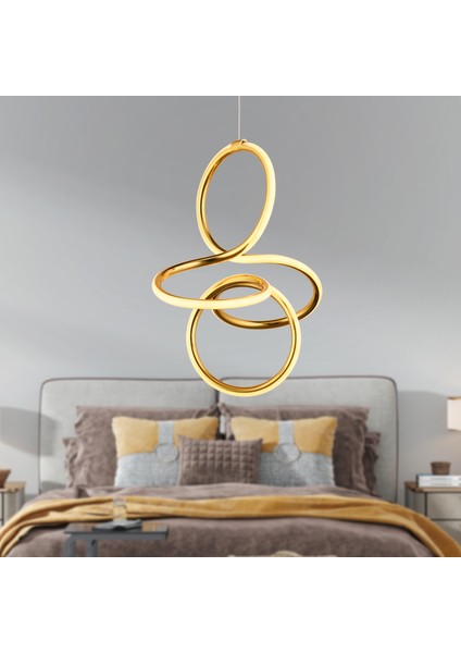 Lucetta Gold Sarkıt 48 Watt Sarkıt 3 Renkli Ledli Modern Mutfak Banyo Led Salon Sarkıt Avize