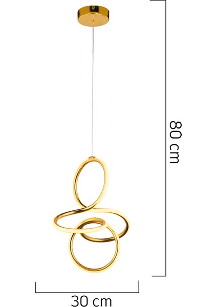 Lucetta Gold Sarkıt 48 Watt Sarkıt 3 Renkli Ledli Modern Mutfak Banyo Led Salon Sarkıt Avize