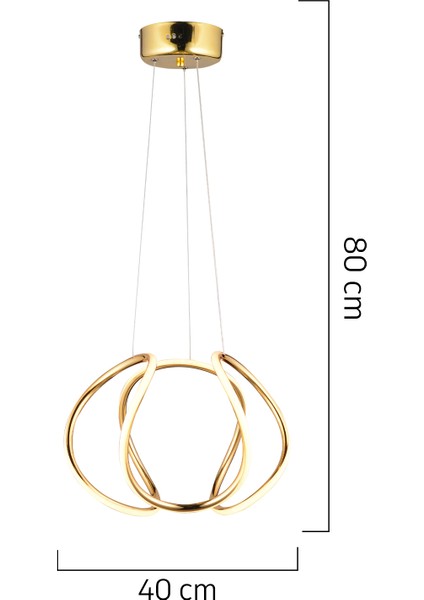 Pietra Gold Sarkıt 56 Watt Sarkıt 3 Renkli Ledli Modern Mutfak Banyo Led Salon Sarkıt Avize